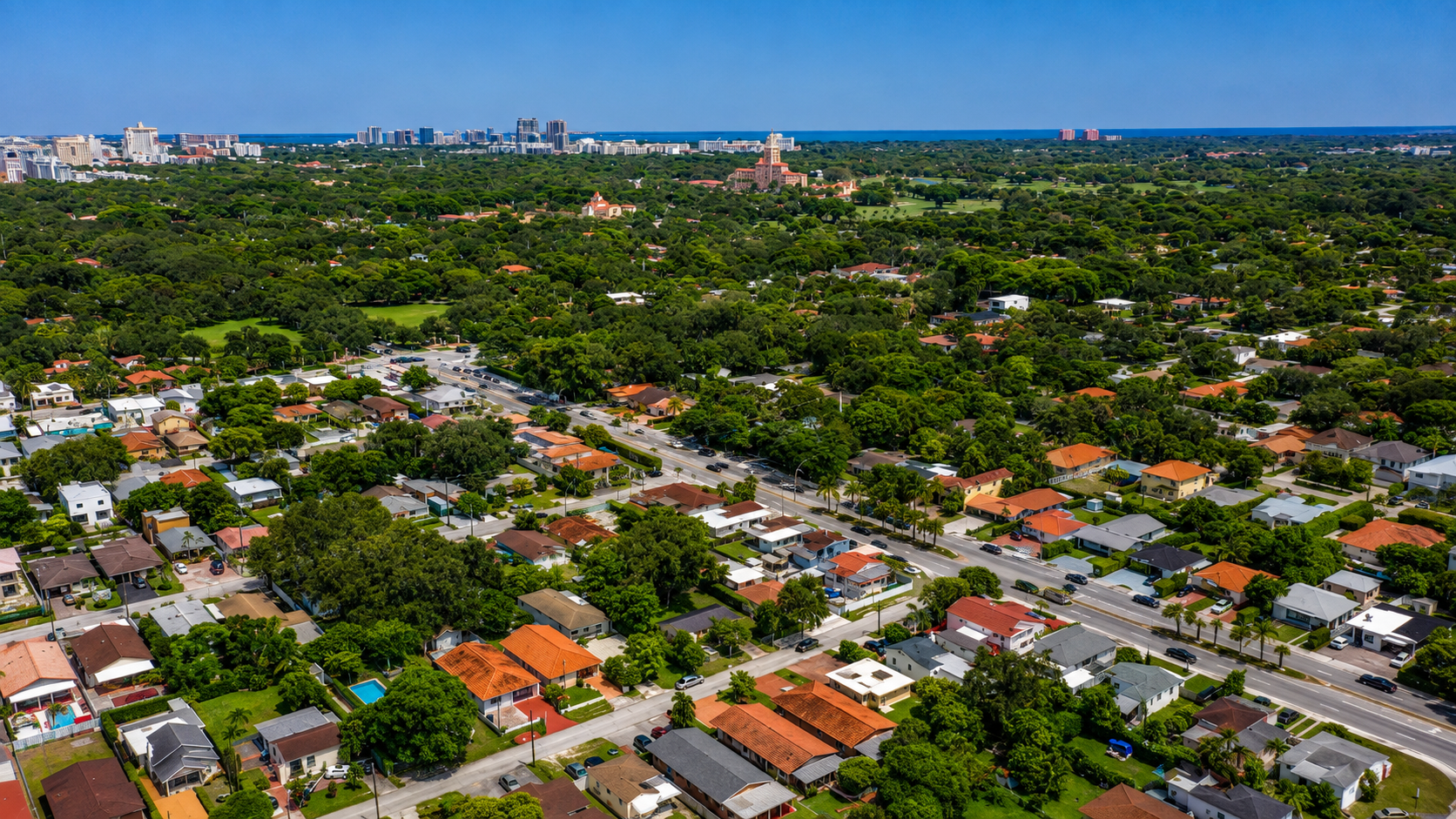 Aerial view of Westchester streets