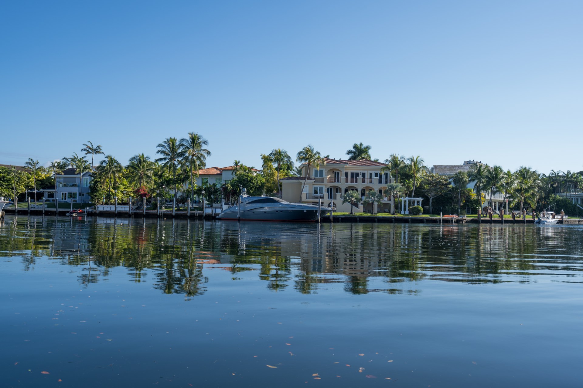 Boats along the Coral Gables waterway