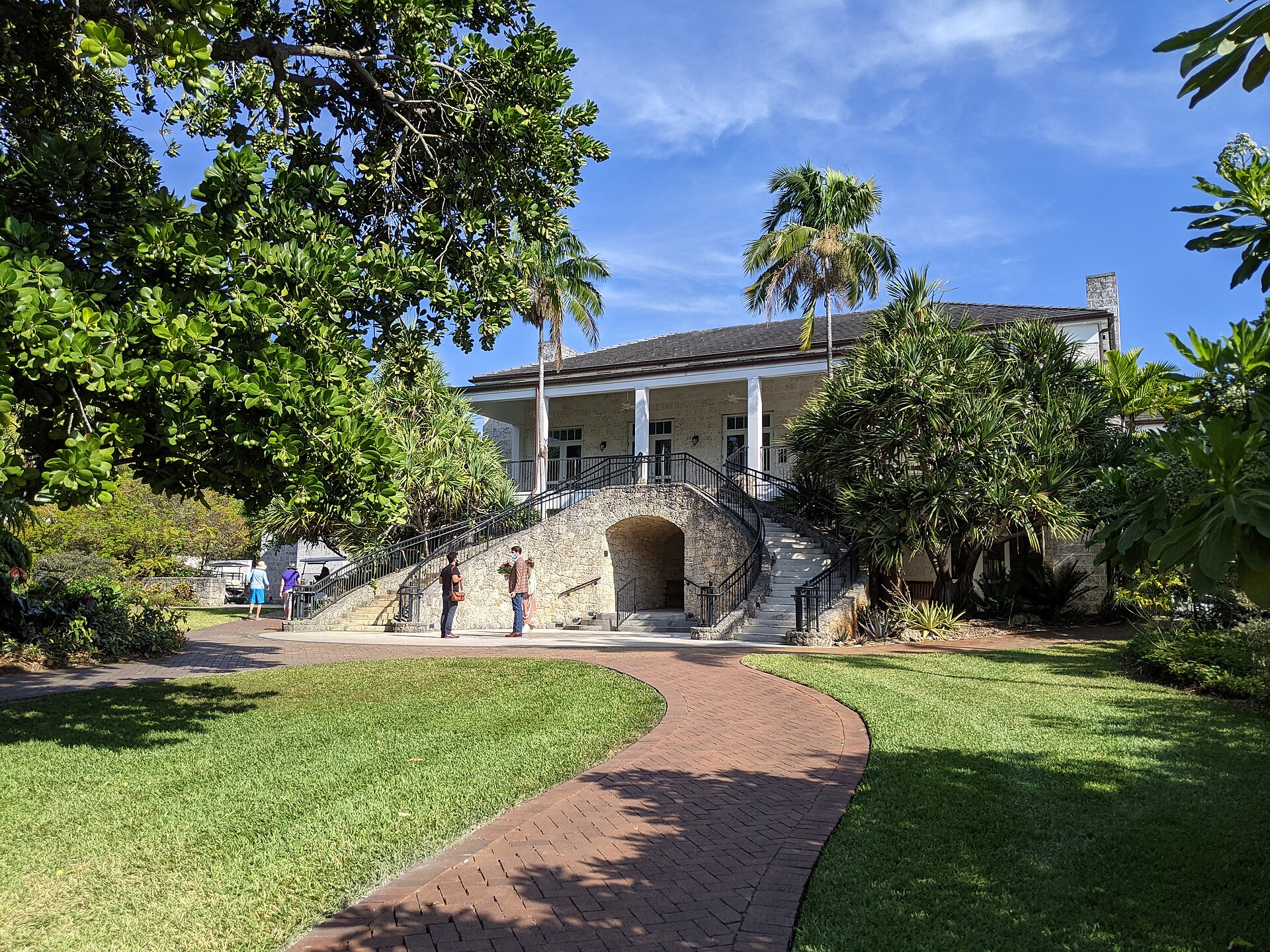 The stone house and grounds at Fairchild Tropical Botanic Garden